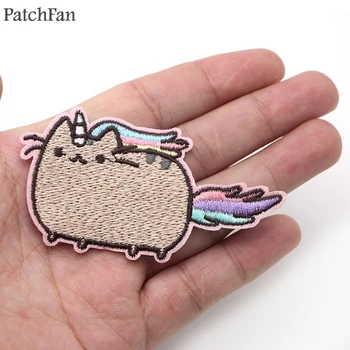  A0269 Patchfan Populárny Kreslený kreslených mačka Vyšívané Patch pre T-shirt Sveter, prenášací papier pre tepelnú žehlička na Patche pre DIY