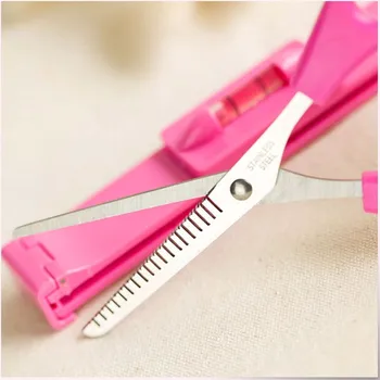  Nové Módne DIY Ružová Artefakt Horizontálne Zuby Profesionálne Vrstvy Clipper Prerezávanie Ženy, Dievčatá Vlasy Rezanie Sprievodca Nástroje Rany