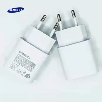  Pre Samsung S21 Poznámka: 20 10 A70 Super Rýchla Nabíjačka Cargador 25W EÚ Napájací Adaptér Pre Galaxy Note20 S20 A52 A72 S10 5G TypeC Kábel