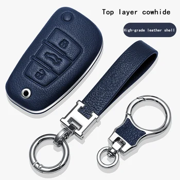  Vrchná Vrstva Kože Kľúč, kryt Kľúča vozidla Prípade Pre Audi A1 A3 A4 A5 Q7 A6 C5 C6 Držiteľ karty Shell Diaľkové Kryt Auto-Styling keychain