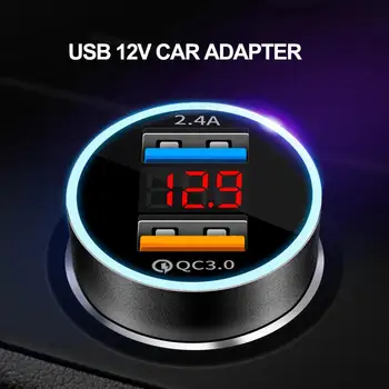 Populárne Auto Nabíjačka 3.1 Digitálny Displej Duálny USB Nabíjačka do Auta, QC 3.0 USB 12V Automobilový Adaptér pre Cigaretový Zapaľovač Napätie Meter