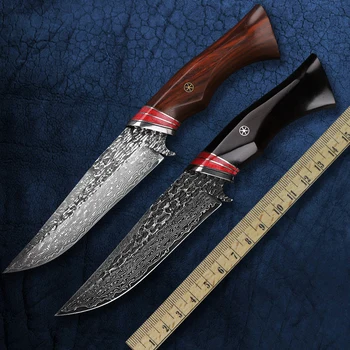  ALVELY multi-purpose rovný nôž Damasku ocele pevnou čepeľou ručne kované nôž vonkajšie lovecký nôž camping self-defense nástroj
