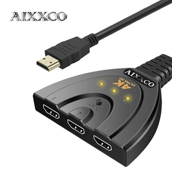  AIXXCO 3 Port kompatibilný s HDMI Prepínač Podporuje 4K kompatibilný s HDMI Splitter Smart Android HD 1080P 3 vstupy 1 Výstup pre PS4