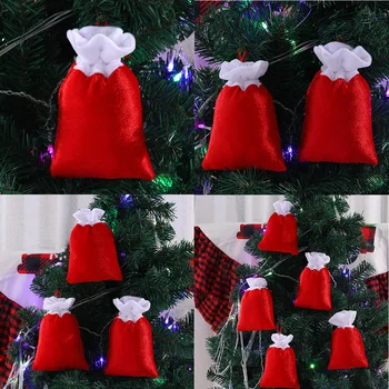  10 Kusov Šnúrkou Tašky Vianočné Darčekové Balenie Vrecia Vianočné Darčeky Skladovanie Vriec Strany Prospech Candy Organizátor