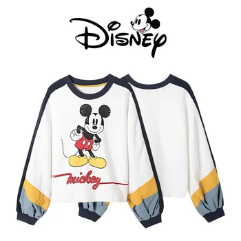  Disney Mickey Mouse karikatúra Tlače žena Mikina ženy Módne Retro tričko s Dlhým Rukávom dámske sexy Plodín top oblečenie darček
