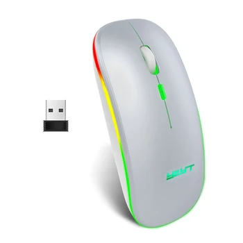  Bezdrôtová Myš 2,4 GHz, USB Nabíjateľné Počítačová Myš s podsvietením LED Svetlo Tiché Ergonomické Mause Herná Myš pre Notebook PC Myši