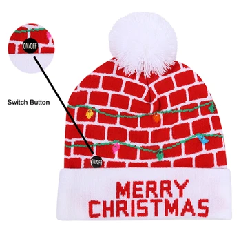  LED Vianočné Hat Pletený Sveter Čiapočku Vianočné Svetlo Pletené Klobúk Vianočné Darčeky pre Deti na Vianoce 2021 Nový Rok Dekorácie