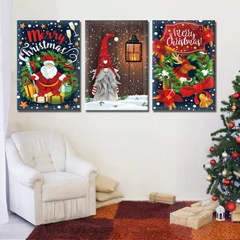  Vianočný Plagát Na Stenu Obrázok Wall Art Print Obývacia Izba Domova Vianočný Darček Plátno Na Maľovanie Santa Claus Snehuliak Krajiny