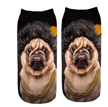  Šťastný dámske Ponožky 3D Tlač Legrační Zviera Roztomilý Dizajn Bavlnené Ponožky Mužov Unisex Členkové Ponožky Karikatúra Psa Harajuku Vzor Ponožky