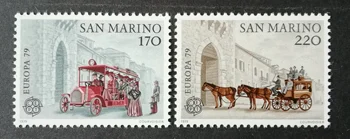  2ks/Set Nové San Maríno Post Pečiatka 1979 Poštovú Prepravu Pečiatky MNH