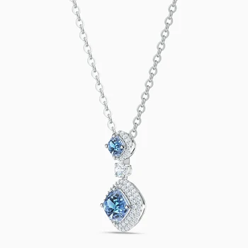  2020 Módne Šperky Swa Nové Anjelské Náhrdelník Elegantné A Pôvabné Svetlo Modrý Štvorec Crystal Dekorácie Ženské Romantické Šperky