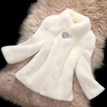  Kožušinový Kabát 2021 Zimné Lady Jacket Imitácia Noriek Kožušiny Stojan Golier, Krátke Bežné Ženy Oblečenie