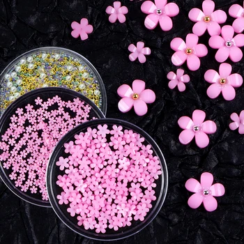  Akryl Flower Nail Art, Ozdoby Mix Veľkosť Perly Drahokamu Ocele Loptu Šperky DIY Nechtov Dodávky Pre Profesionálov Príslušenstvo