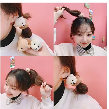 1PC kórejský Plyšové Vlasy Lano Pre Dievčatá Módne Elastické Vlasy kapely Roztomilý Medveď Dospelých Vlasy Hoop Žena Malé Vlasy Krúžok Vlasy Príslušenstvo