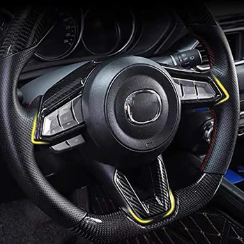  Auto Príslušenstvo, Uhlíkových Vlákien Interiér Volant Tlačidlo Sequin Dekoratívny Kryt, pre Mazda 3 6 Cx-4 Cx-5 CX-9