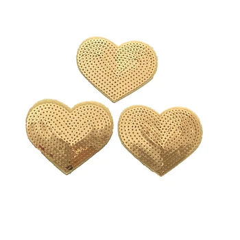  10pcs/veľa Zlata Srdce Sequined Žehlička na Patch pre sušenie Malé Srdce Flitrami Appliques DIY Dekorácie, Nálepky