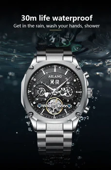  Pôvodné AILANG značku hodiniek pánske mechanické hodinky duté multi-function 2021 nové luxusné nepremokavé nehrdzavejúcej ocele, pánske hodinky