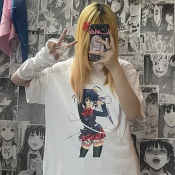  Ženy Takanashi Rikka T Košele Grafické T-shirt Anime Žena Harajuku T-tričko Krátky Rukáv Bežné Biele tričko Ženy Oblečenie