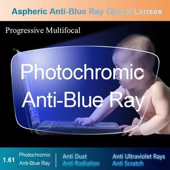  1.56 1.61 1.67 Progresívna Multifokálna Bifocal Anti-Blue Ray Photochromic Sivá Objektív Optický Predpis Počítač Okuliare, Šošovky