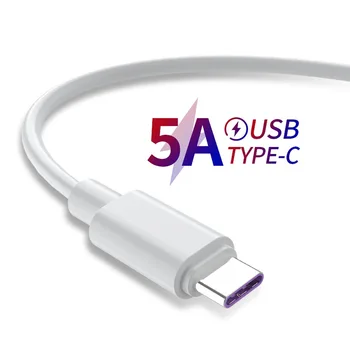  Rýchle Nabitie 5A USB Typu C Kábel pre Samsung S20 S10 S9 Xiao Huawei P30 P40 Mate 30 Mobilný Telefón Nabíjanie Drôt, Biely Kábel