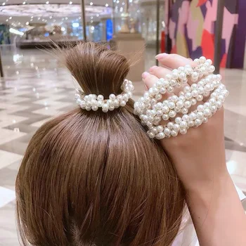  Móda Pearl Vlasy Väzby pre Ženy Vintage Kruhu Pearl gumička Dievča Vlasy Príslušenstvo