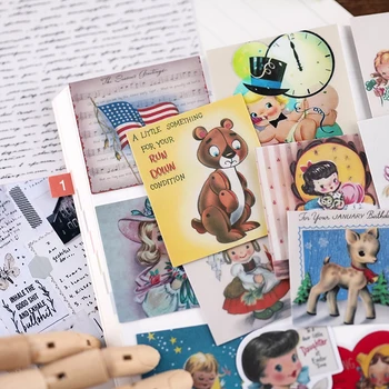  Vintage Retro dievča Nálepky Remesiel A Scrapbooking nálepky deti hračky, knihy, Dekoratívne nálepky DIY kancelárske potreby