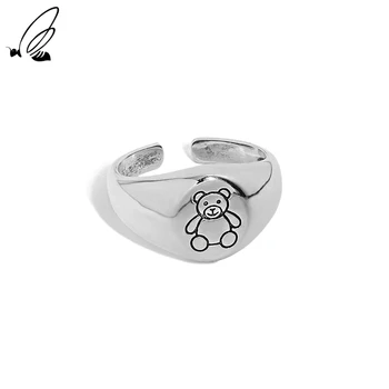  S'STEEL 925 Sterling Silver Jednoduchý Dizajn Malého Medveďa Textúra Krúžok Darčeky Pre Ženy, Svadobné 2021 Trend Jemné Príslušenstvo Šperky