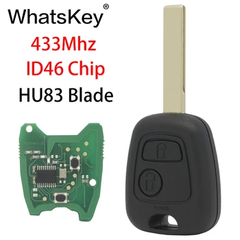  WhatsKey 2 Tlačidlá Auto Diaľkové Tlačidlo vhodné Na Citroen C1 C2 C3 Pre Peugeot 307 407 HU83 Čepeľ 433Mhz ID46 PCF7961Transponder čip