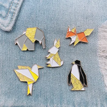  Kreatívne Geometrie Šitie Zvierat Smalt Kolíky Vták Penguin Slon Králik Fox Roztomilý Zliatiny Brošňa Odznak Módne Ženy Šperky