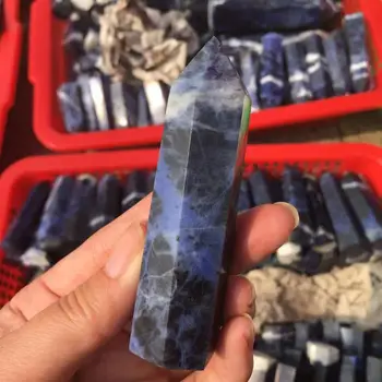  Prírodné modré-žily kameň prútik bod reiki liečenie kryštály minerálov obelisk veža energie rock