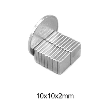 10/20/50/100/150/200/300/1000PCS 10x10x2 Námestie Silné Silné Magnety 10*10*2 mm Blok Vzácnych Zemín Neodýmu Magnet 10x10x2mm