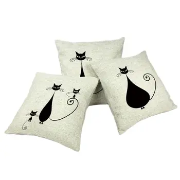  Univerzálny Módny Populárne Bavlnená posteľná Bielizeň Krásne Black Cat 43*43 cm Štvorcových Hodiť Vankúš Sofa autosedačky Záhrada Dekor Vankúš