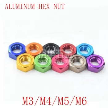  10pcs M3 M4 M5 M6 farebné hliníkové hex matica