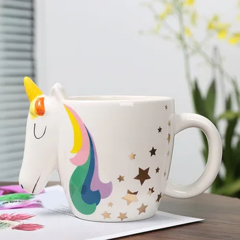  Roztomilý Jednorožec Keramická Šálka Mlieka Raňajky Pohár Rainbow Kôň Cartoon Office Cup Domov Kreatívny Darček Hrnček