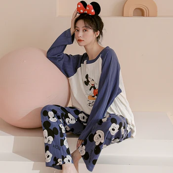  Disney Mickey Mouse Značky dámske Pyžamo Nastaviť O Krk Sleepwear Bavlna Domáce Oblečenie XXL Veľkosť Odev Pijama Mujer