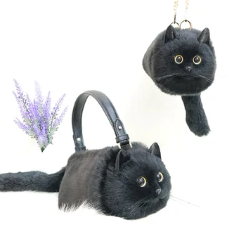  Najnovšie Horúce Módne Handwork Simulácia Black Cat Strany Taška Ženy Taška Tvorivé Ramenný Peňaženky A Ženy Kabelky Darček Pre Dievča