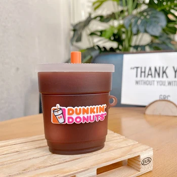  3D Značky Dunkin Donuts kávu Piť Prípade AirPods 1 2 3 pro Charge Box Silikónové Bezdrôtové Bluetooth Slúchadlá Chrániť kryt