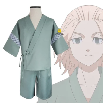  Anime Tokio Revengers Mikey Zelená Kimono Šortky Manjiro Sano Cosplay Kostým Lete Yukata Cardigan Kawaii Pyžamá Party Oblečenie