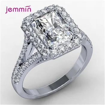  Nové Trendy Crystal Zapojenie Dizajn Hot Predaj S925 Strieborné Prstene pre Ženy Biely Zirkón Sterling Silver Svadobné Šperky