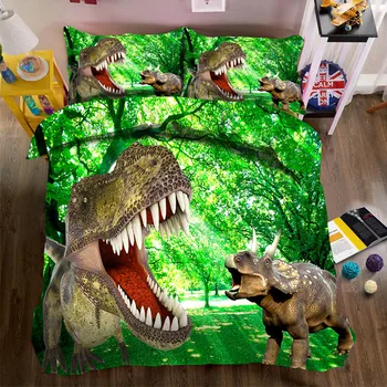  WOSTAR Jurský park 3d dinosaura posteľná bielizeň nastaviť cartoon vytlačené chlapec perinu nastaviť posteľná bielizeň obliečky deka kryt a obliečka na vankúš