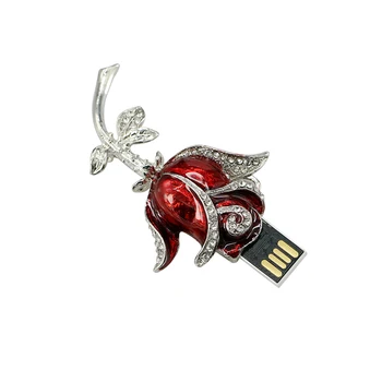  Crystal Náhrdelník s Príveskom USB Flash 256 GB 64 GB 32 G 16 G Ruže Kvet Šperky Brošňa Pero Disk 128GB kl ' úč Pamäťový kľúč USB