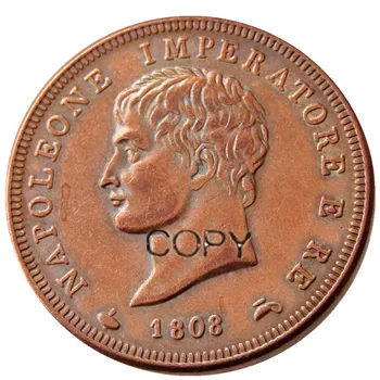  Súbor (1808-1813) 5 KS TALIANSKY ST Kráľovstvo Napoleon I 1 SOLDO Vyrobené v Medi Kópie Mincí