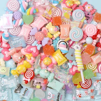  10Pcs/taška Nail Art Charms Kawaii Živice Šťastný Kvet Jelly Gummy Mix Sweet Candy 3D Dekorácie Nechtov DIY Roztomilý Nechtov Príslušenstvo