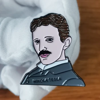  Nikola Tesla Odznak genius striedavý prúd vynálezca Brošňa šialený vedec dekor