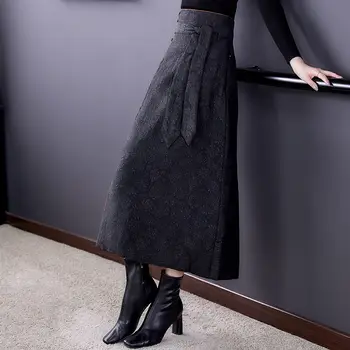  Dole Bavlna Zimné Sukne Ženy Móda Pribrala Teplé Vintage Žakárové Sukne Plus Veľkosť Elegantné Dlhé Femme Jupe Mujer Falda M1187