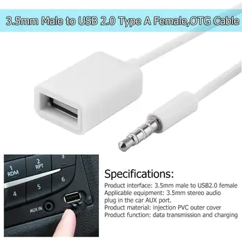  15 cm (3,5 mm) 2.0 typu female OTG Converter Kábel Adaptéra Audio AUX Konektor Samec na USB Auto Príslušenstvo