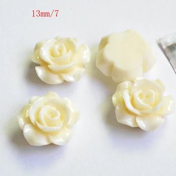  FLTMRH 10pcs 13mm bielej Ruže Kvet Coral Živice Dištančné Korálky pre Šperky Robiť