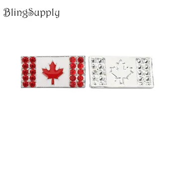  Doprava zadarmo 50PCS Kanada vlajka drahokamu tlačidlo embellishment(BTN-5696)