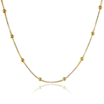  Veľkoobchodná Cena čistého zlata farba zlatá guľôčka reťazca náhrdelník,24k gold GP 2 MM poľa reťazca s lopty náhrdelníky 45 cm dlhé láska náhrdelník
