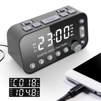  A1 Digitálny Stolný rádiobudík Dual USB Nabíjací Port DAB FM Rádia s Anténou Programovateľný Časovač Spánku